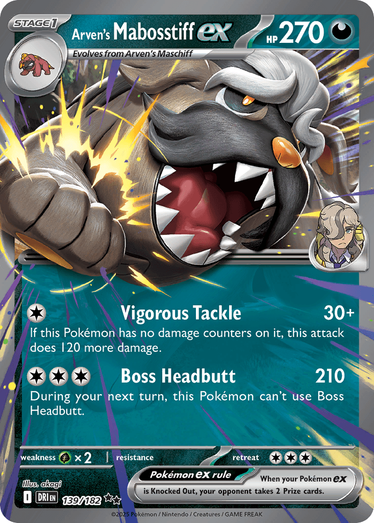 Arven's Mabosstiff ex (Destined Rivals) #139 card art