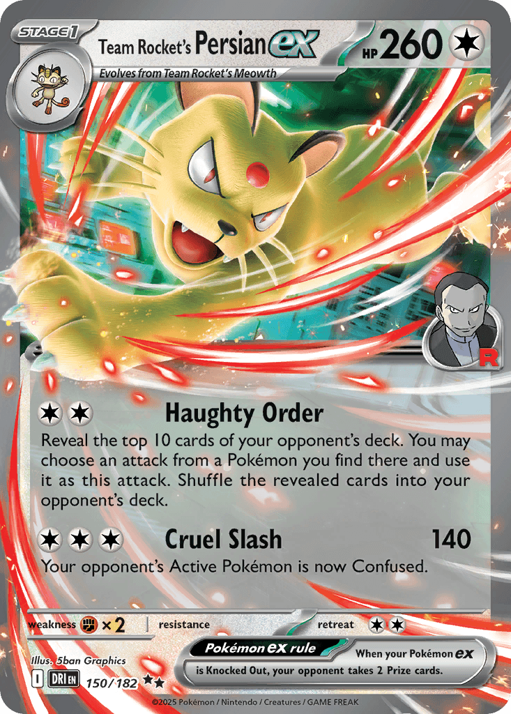 Team Rocket's Persian ex (Destined Rivals) #150 card art