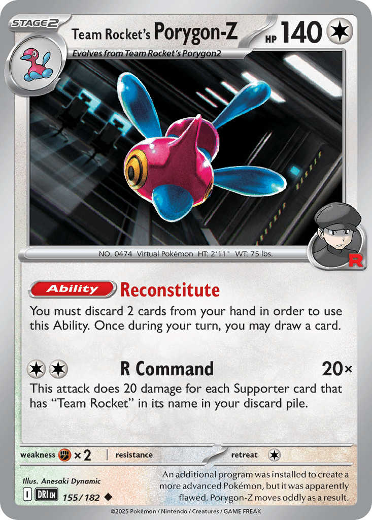 Team Rocket's Porygon-Z (Destined Rivals) #155 card art
