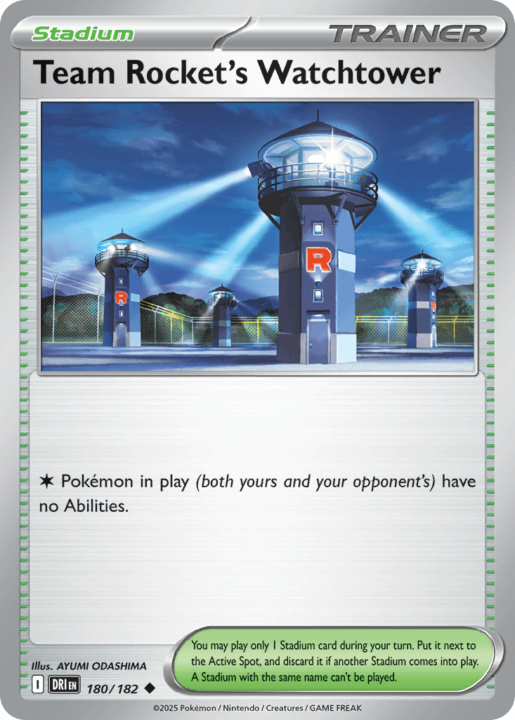 Team Rocket's Watchtower (Destined Rivals) #180 card art