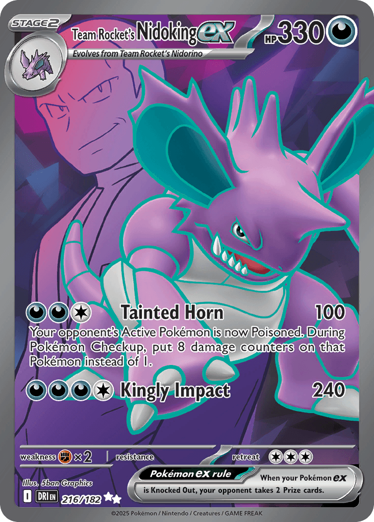 Team Rocket's Nidoking ex (Destined Rivals) #216 card art