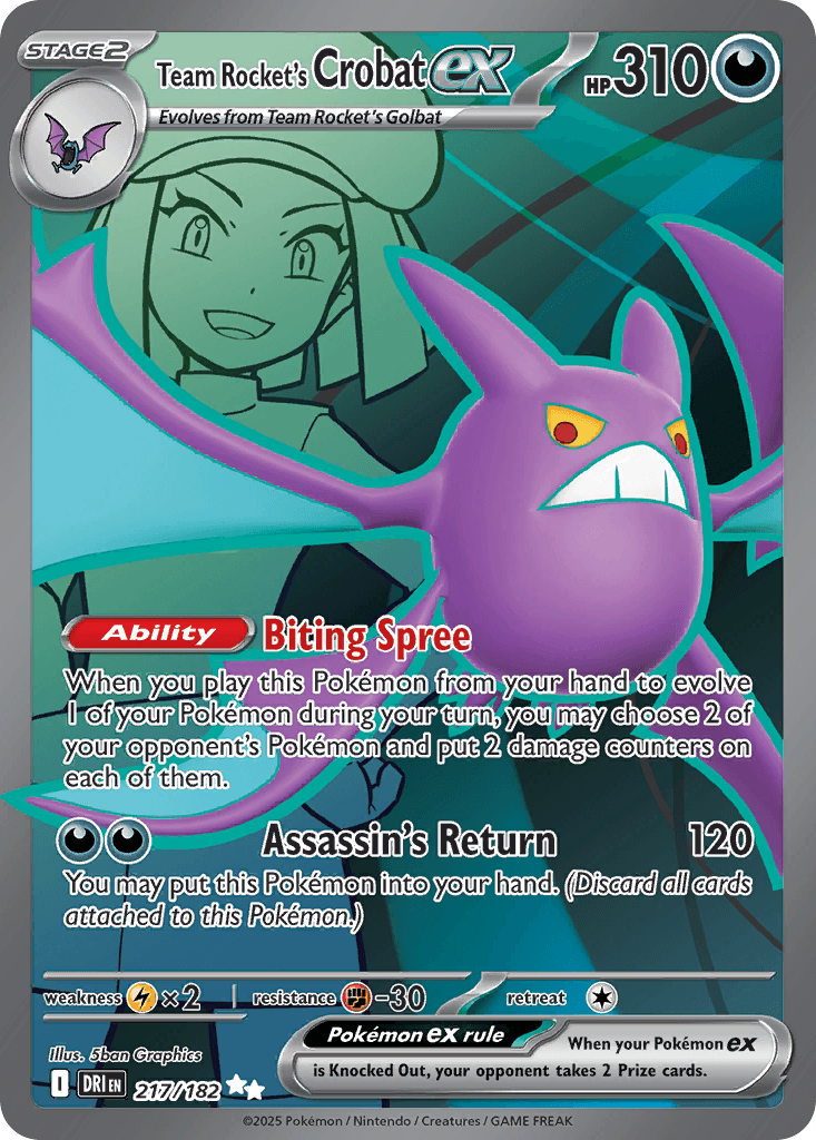 Team Rocket's Crobat ex (Destined Rivals) #217 card art