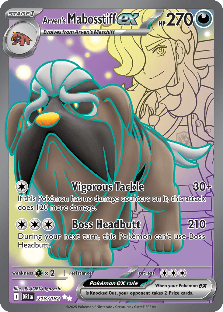 Arven's Mabosstiff ex (Destined Rivals) #218 card art