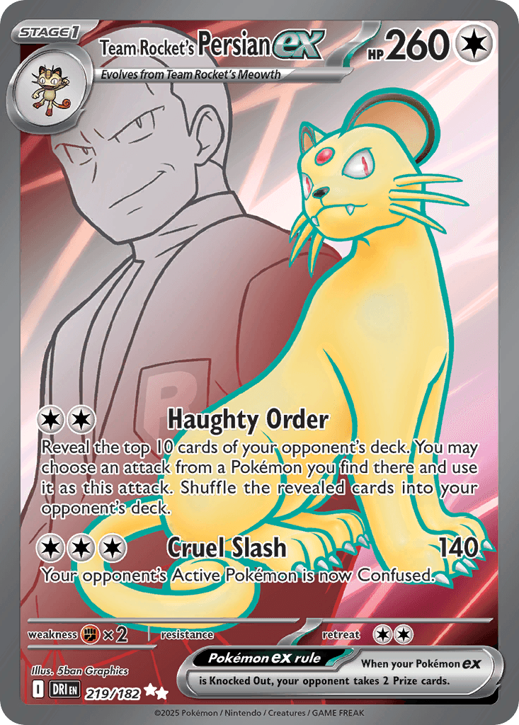 Team Rocket's Persian ex (Destined Rivals) #219 card art