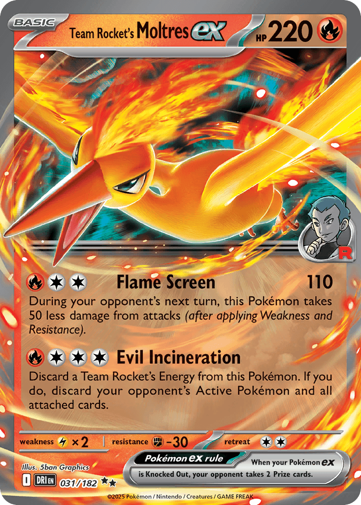 Team Rocket's Moltres ex (Destined Rivals) #31 card art