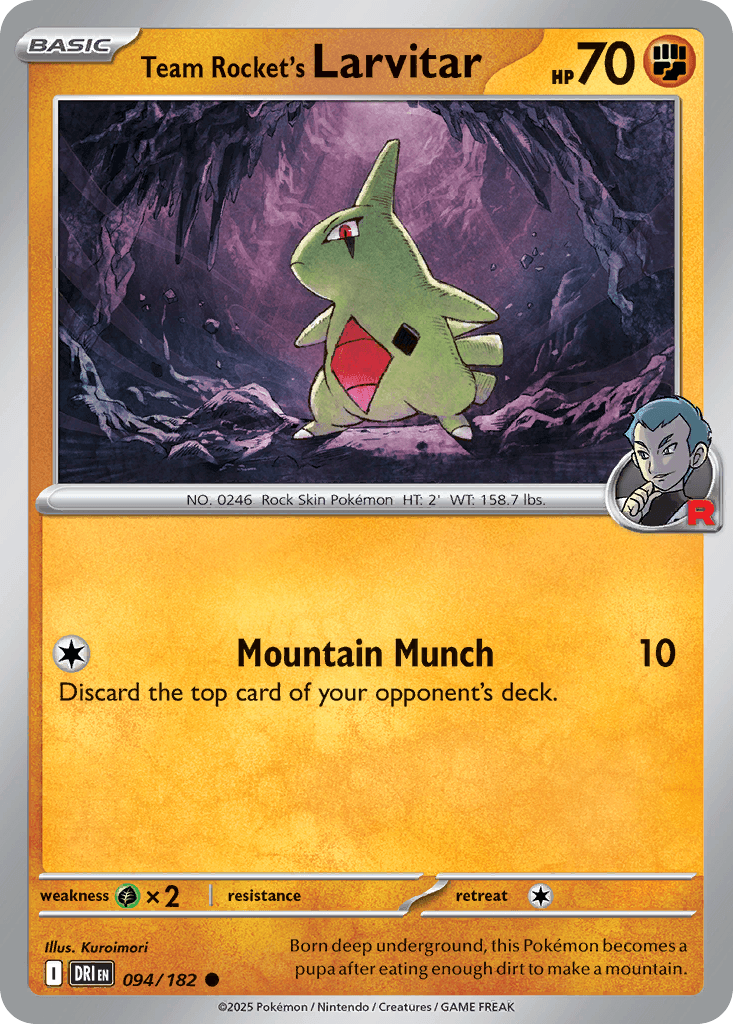 Team Rocket's Larvitar (Destined Rivals) #94 card art