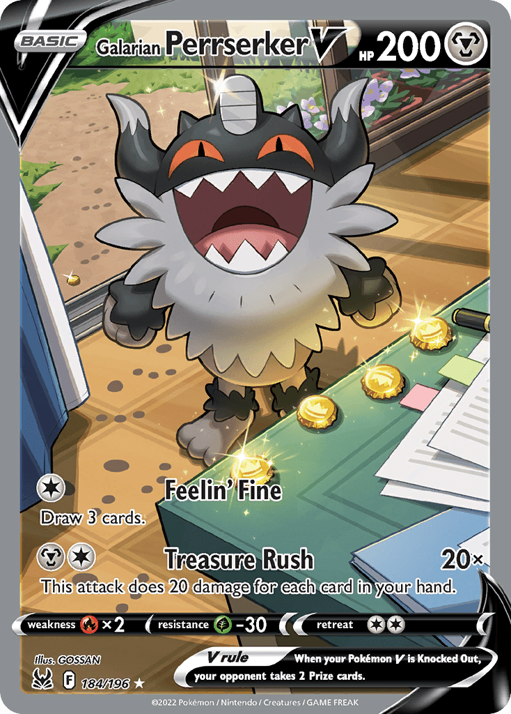 Galarian Perrserker V (Lost Origin) #184 card art