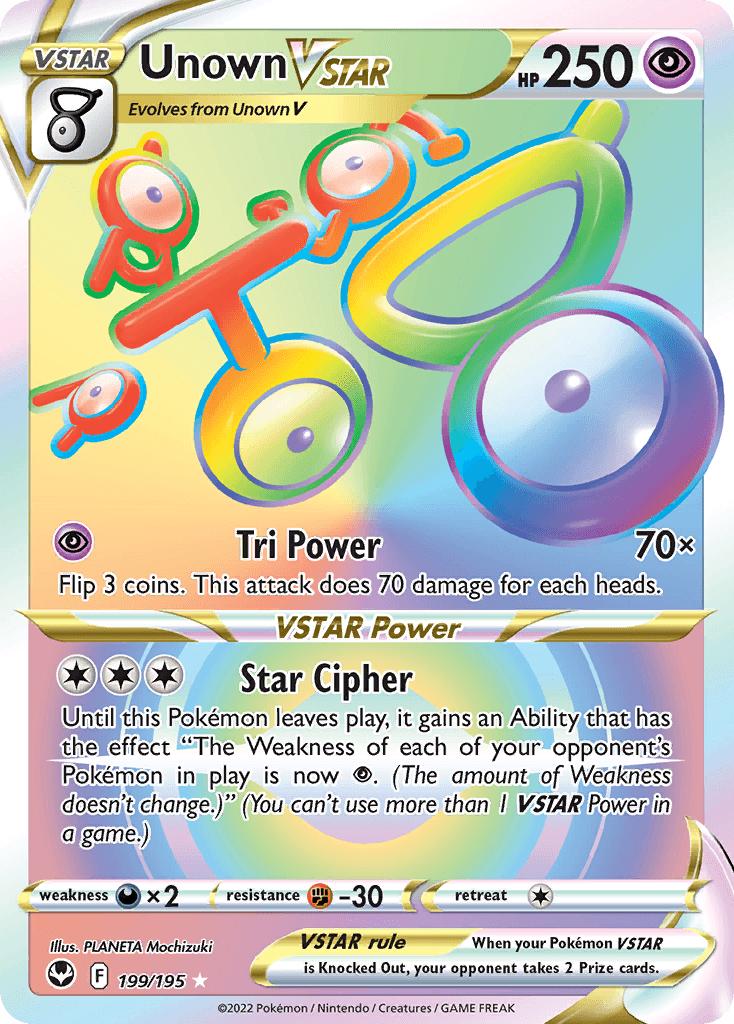 Unown VSTAR (Silver Tempest) #199 card art