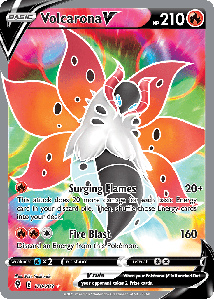 Volcarona V (Evolving Skies) #170 card art