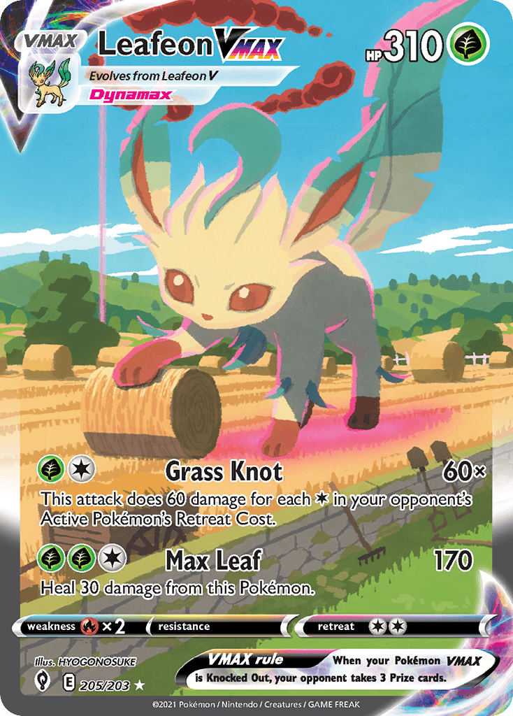 Leafeon VMAX (Evolving Skies) #205 card art