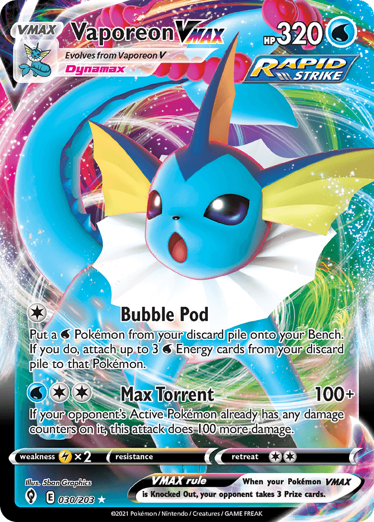 Vaporeon VMAX (Evolving Skies) #30 card art