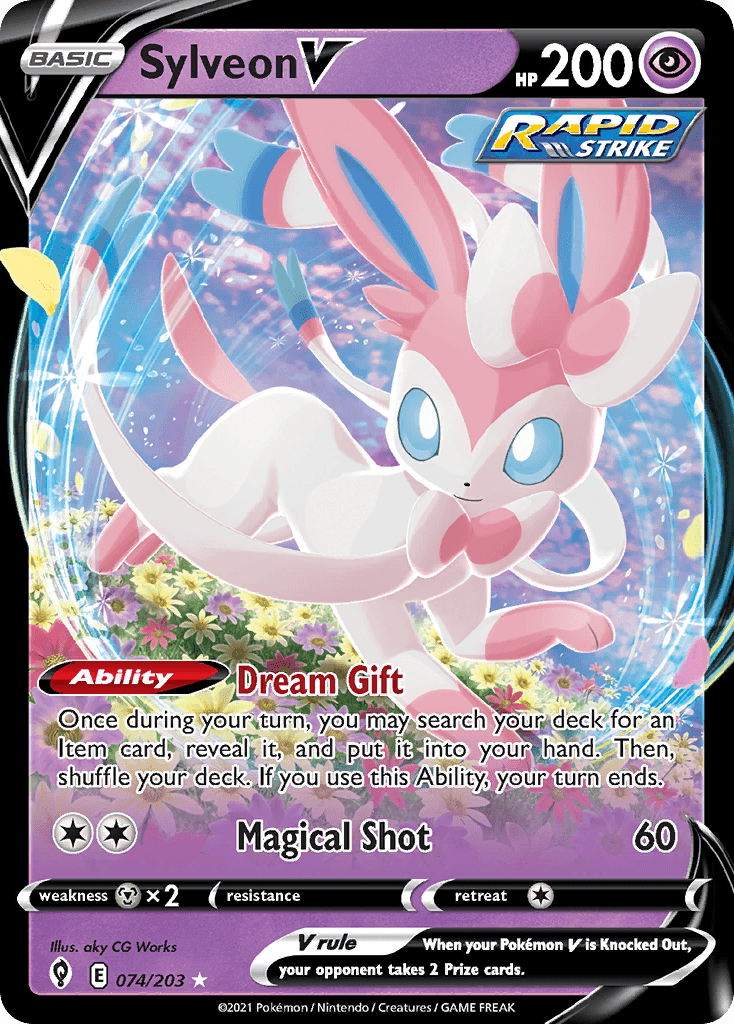Sylveon V (Evolving Skies) #74 card art