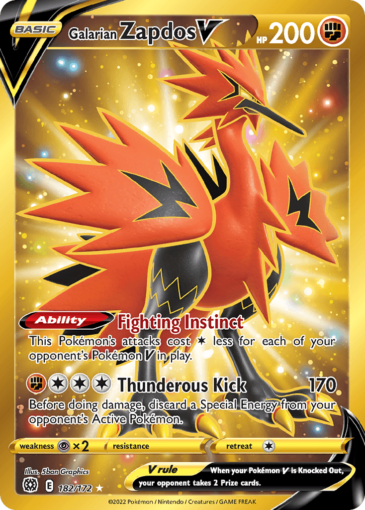 Galarian Zapdos V (Brilliant Stars) #182 card art