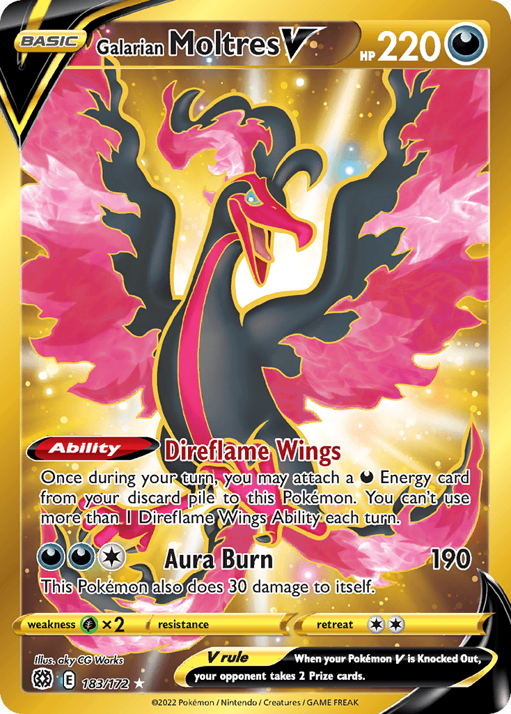 Galarian Moltres V (Brilliant Stars) #183 card art