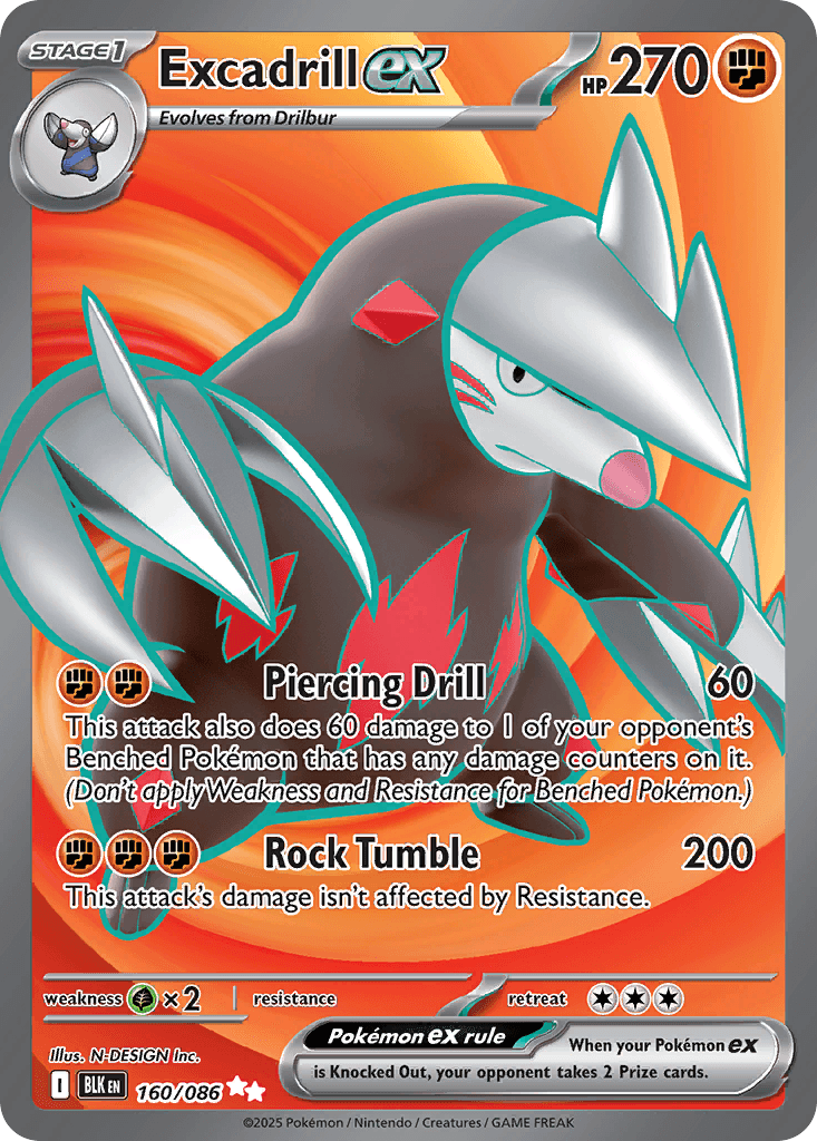 Excadrill ex (Black Bolt) #160 card art